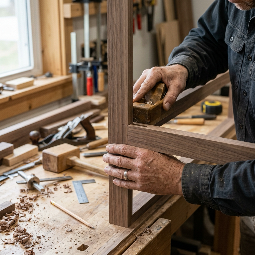 Detail of custom wood joinery and trim work
